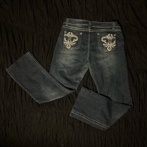 Y2K MID RISE BOOTCUT JEANS WITH ORNATE EMBROIDERY